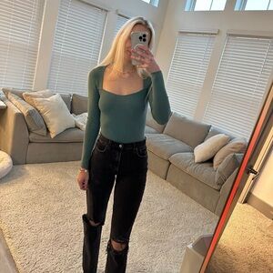 Abercrombie Knit Green Sweater Long-sleeve